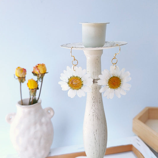 Real Big Flowers Daisy Earrings Resin