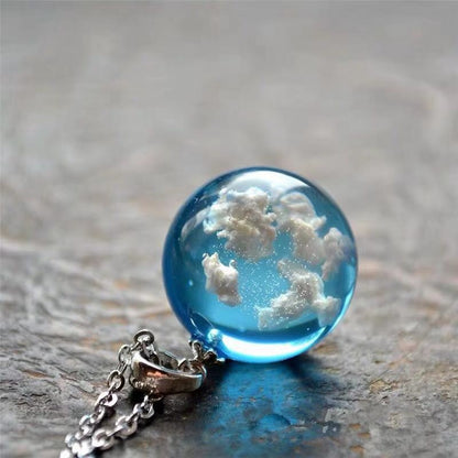 Cloud Necklace Round Blue Sphere Resin
