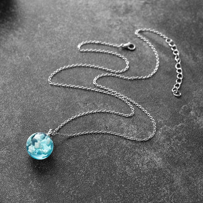 Cloud Necklace Round Blue Sphere Resin