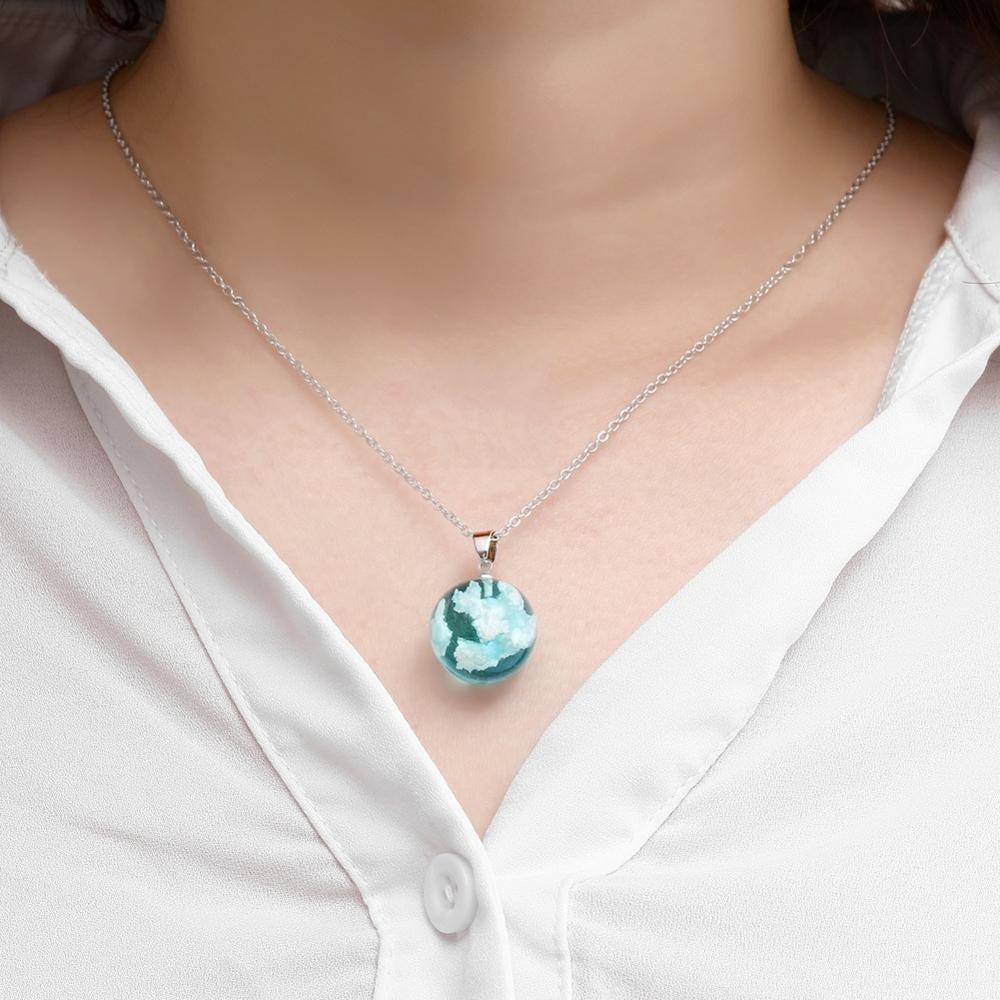 Cloud Necklace Round Blue Sphere Resin
