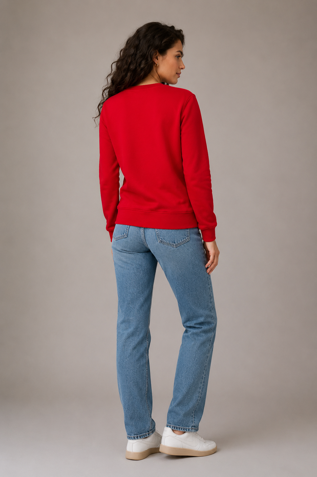 Ladies' Santa Sweatshirt Red Funny Christmas Print Gift Novelty Sweater