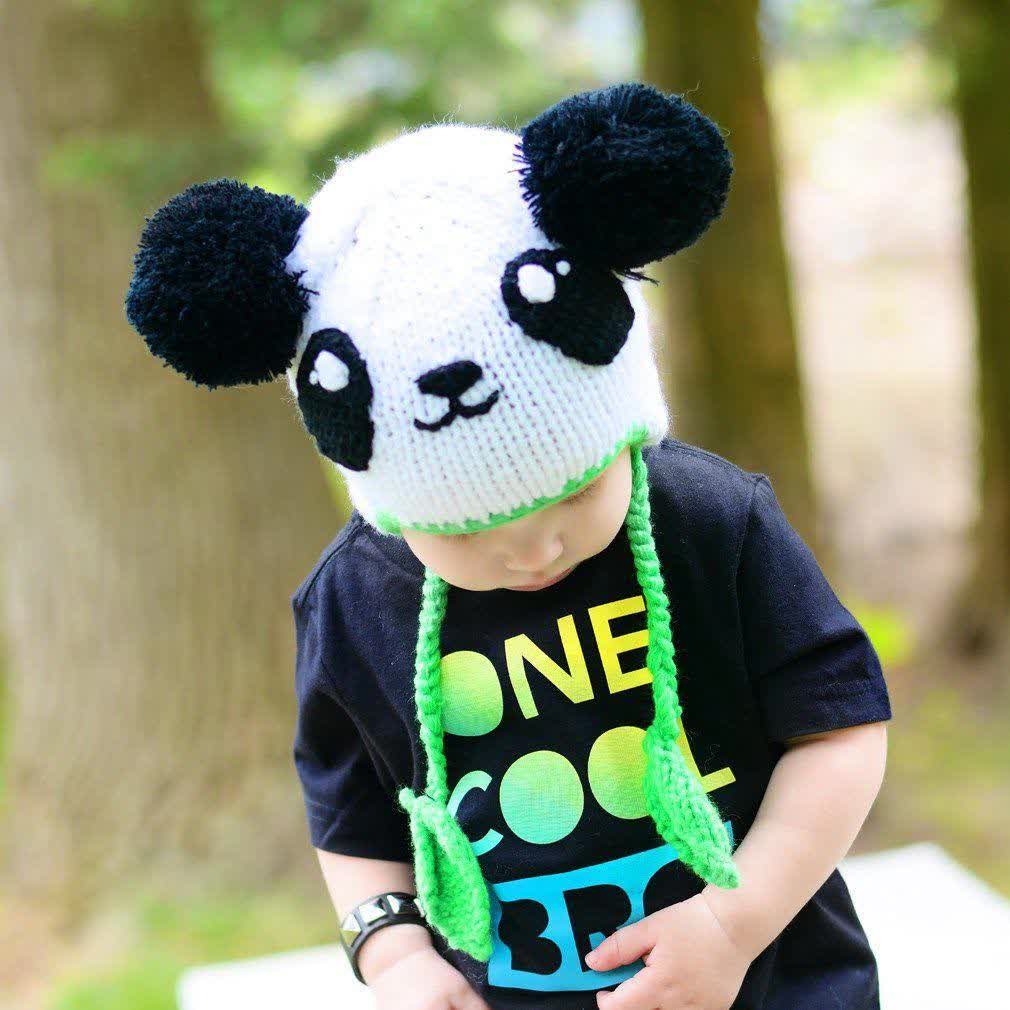 Hand-Knitted Panda Earflap Beanie Hat