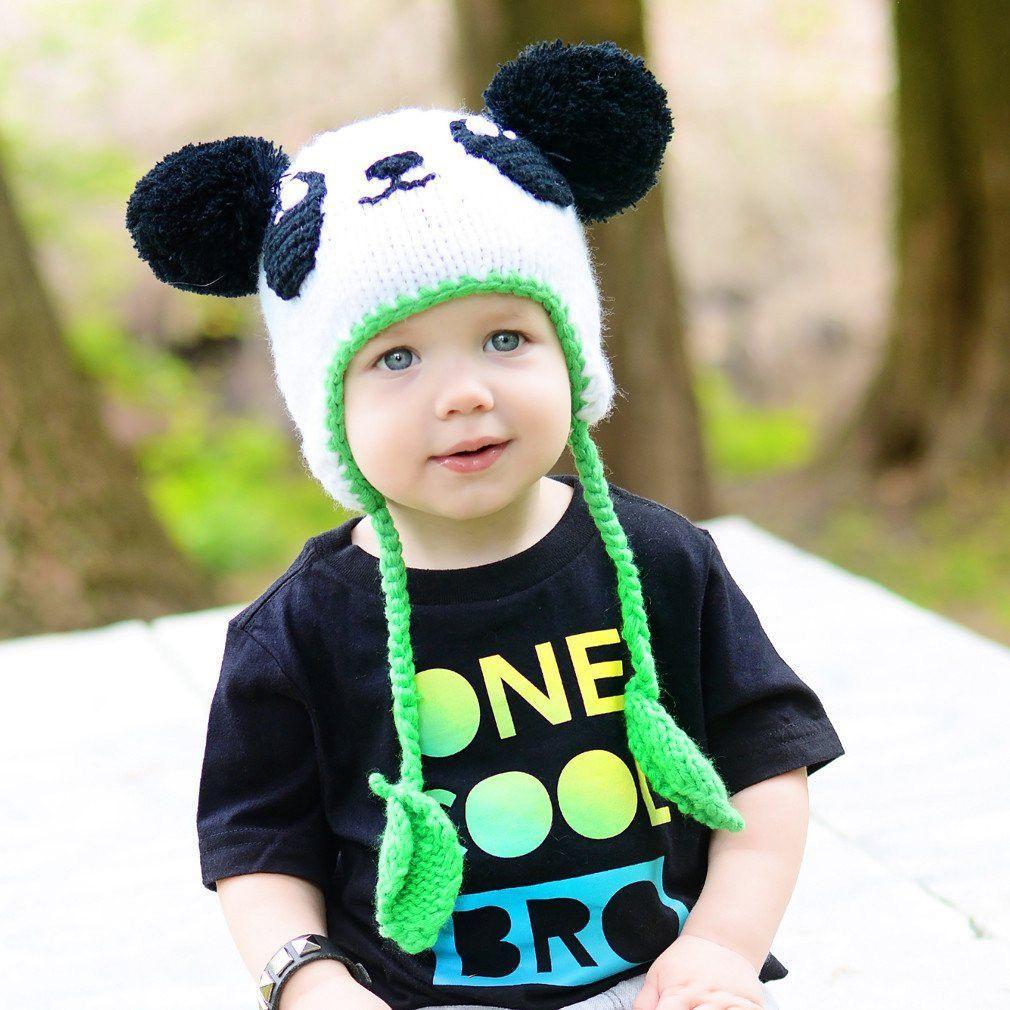 Hand-Knitted Panda Earflap Beanie Hat
