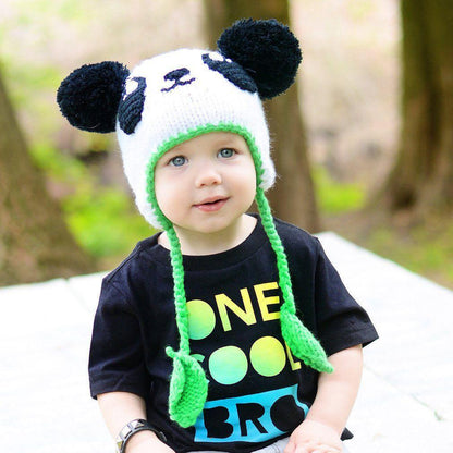 Hand-Knitted Panda Earflap Beanie Hat