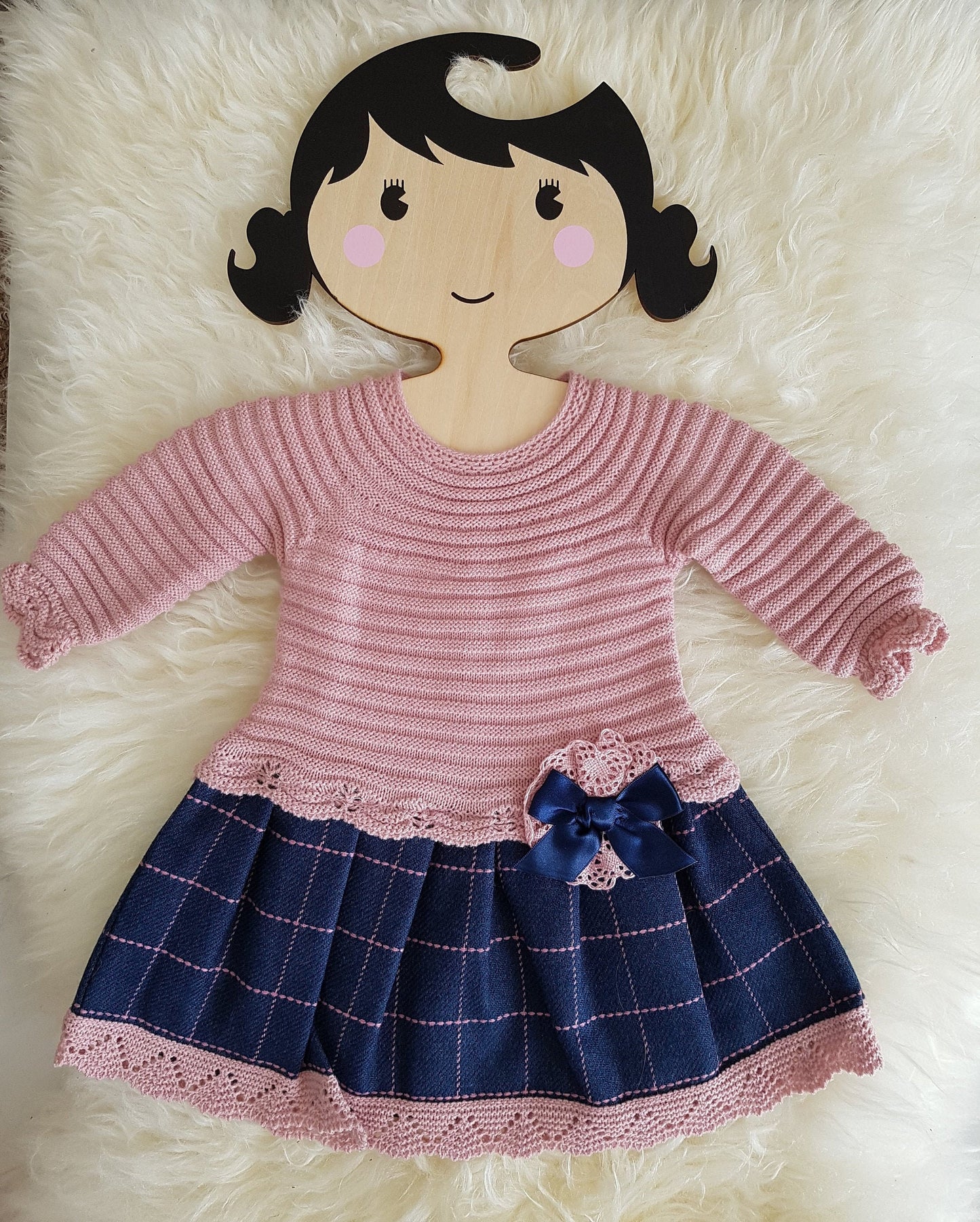 Vintage-Inspired Newborn Baby Girl Knit Dress – Traditional Romany & Spanish Style Gift