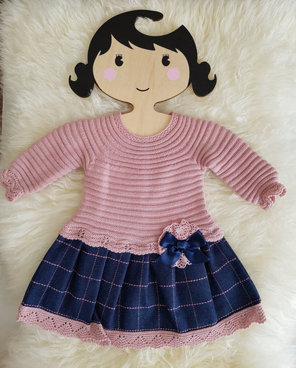Vintage-Inspired Newborn Baby Girl Knit Dress – Traditional Romany & Spanish Style Gift