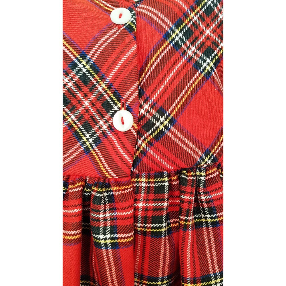 Traditional Red Tartan Broderie Anglaise Baby Girl Dress – Spanish Style