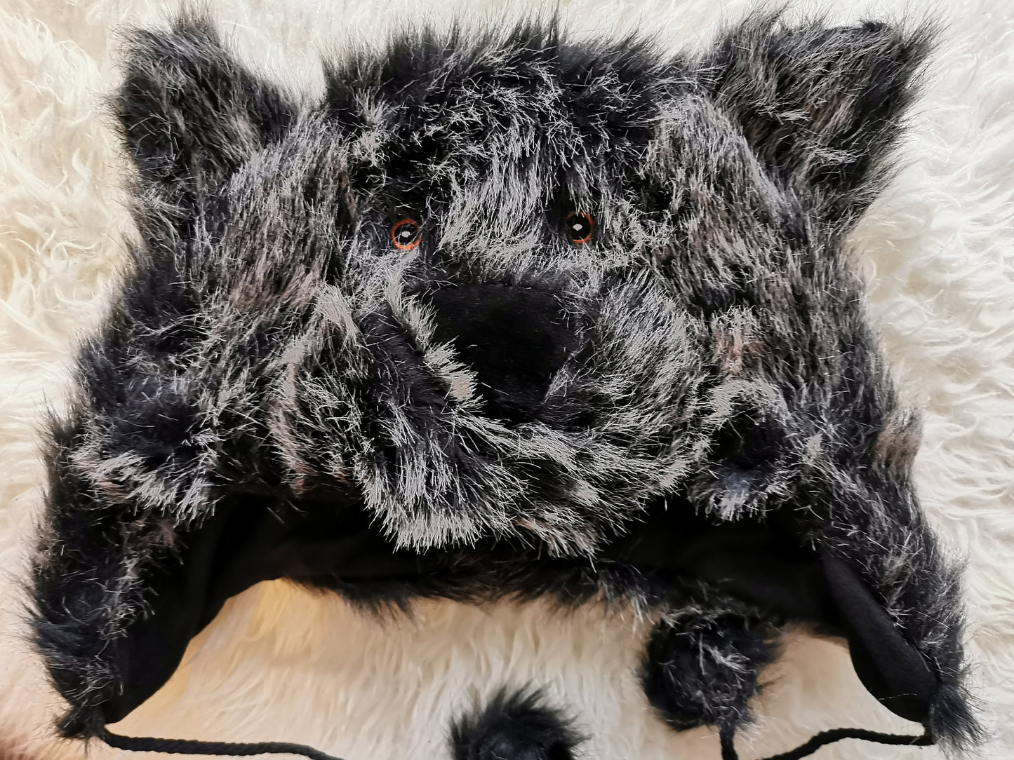 Furry Bear Hat With Pom-Poms Adults' Women Men Ladies Unisex Funny Winter