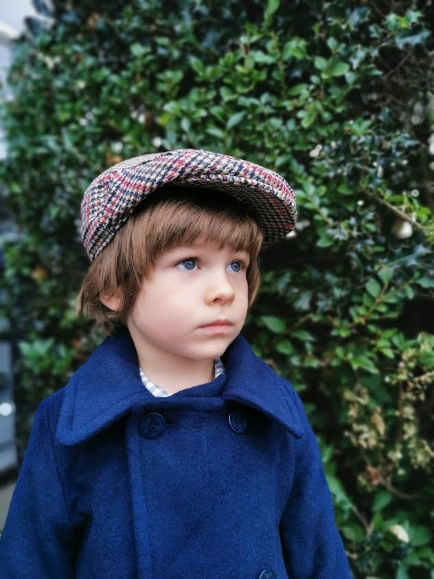 Boys' Tweed Flat Wool Cap Dark Fancy 2 to 12 years