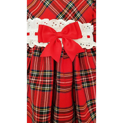 Traditional Red Tartan Broderie Anglaise Baby Girl Dress – Spanish Style