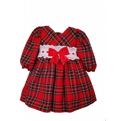 Traditional Red Tartan Broderie Anglaise Baby Girl Dress – Spanish Style