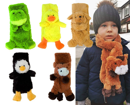 Children's Kid's Furry Animal Scarf Duck Frog Penguin Pony Puppy Westie Christmas Gift