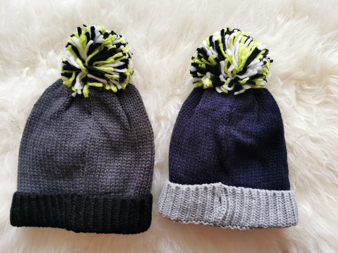 Children's Kid's Knitted Knit Lined Winter Bobble Hat Rocket