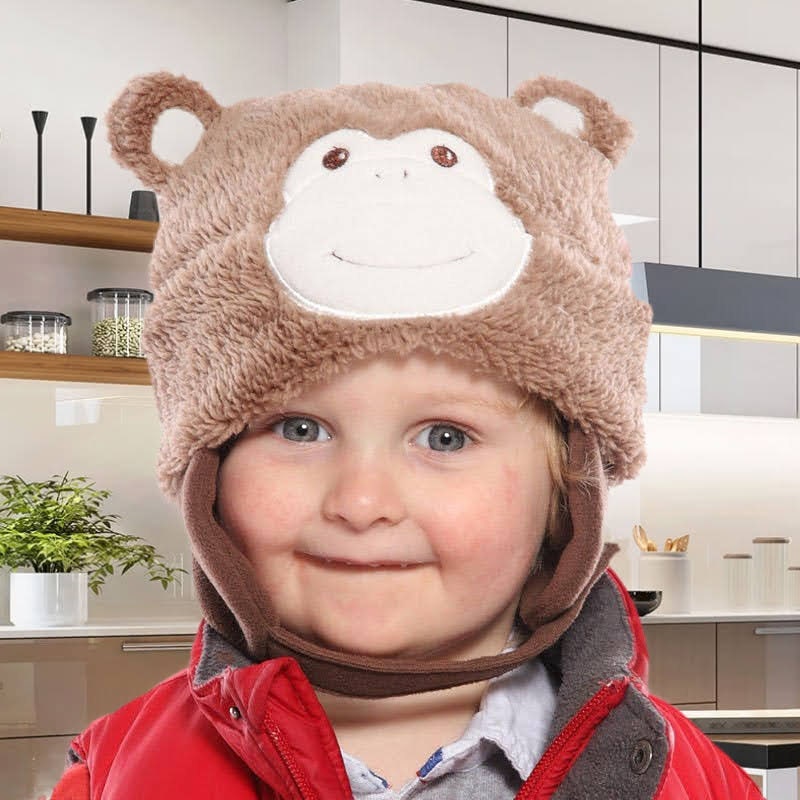 Monkey Babies' Soft Hat Light Brown Winter Animal Cute Funny Gift