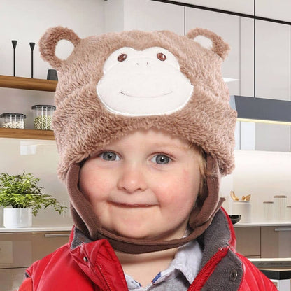 Monkey Babies' Soft Hat Light Brown Winter Animal Cute Funny Gift