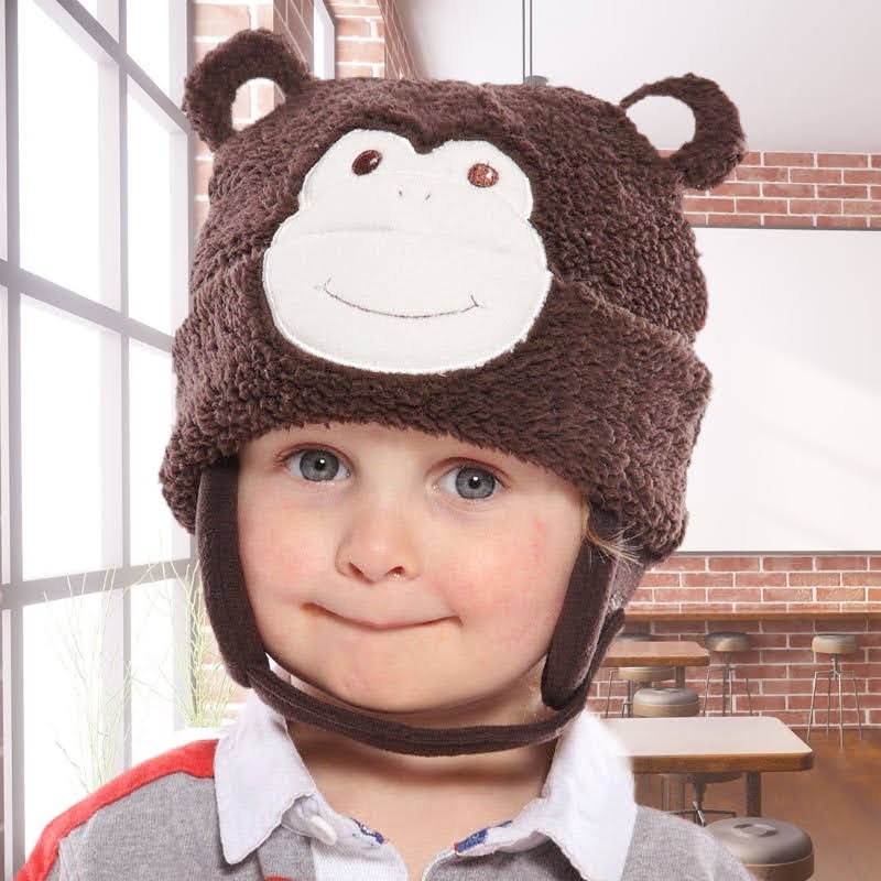 Babies' Soft Monkey Hat Brown Cute