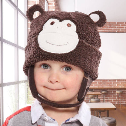 Babies' Soft Monkey Hat Brown Cute