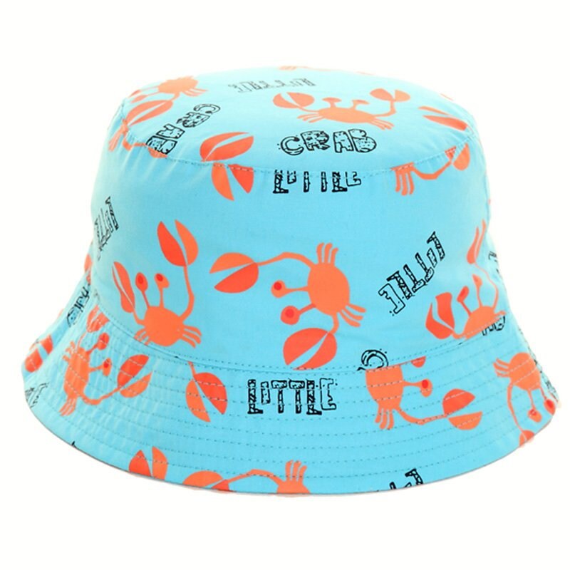 Blue Robots Crab Print Baby Boy Summer Bucket Hat Baby