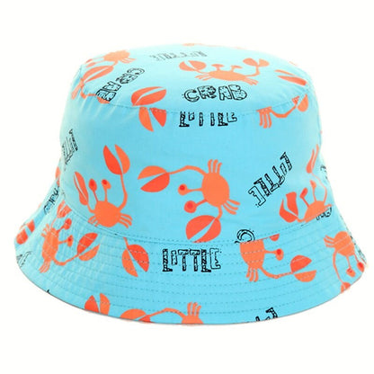 Blue Robots Crab Print Baby Boy Summer Bucket Hat Baby