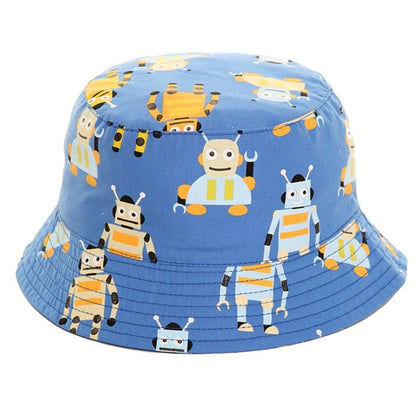 Blue Robots Crab Print Baby Boy Summer Bucket Hat Baby