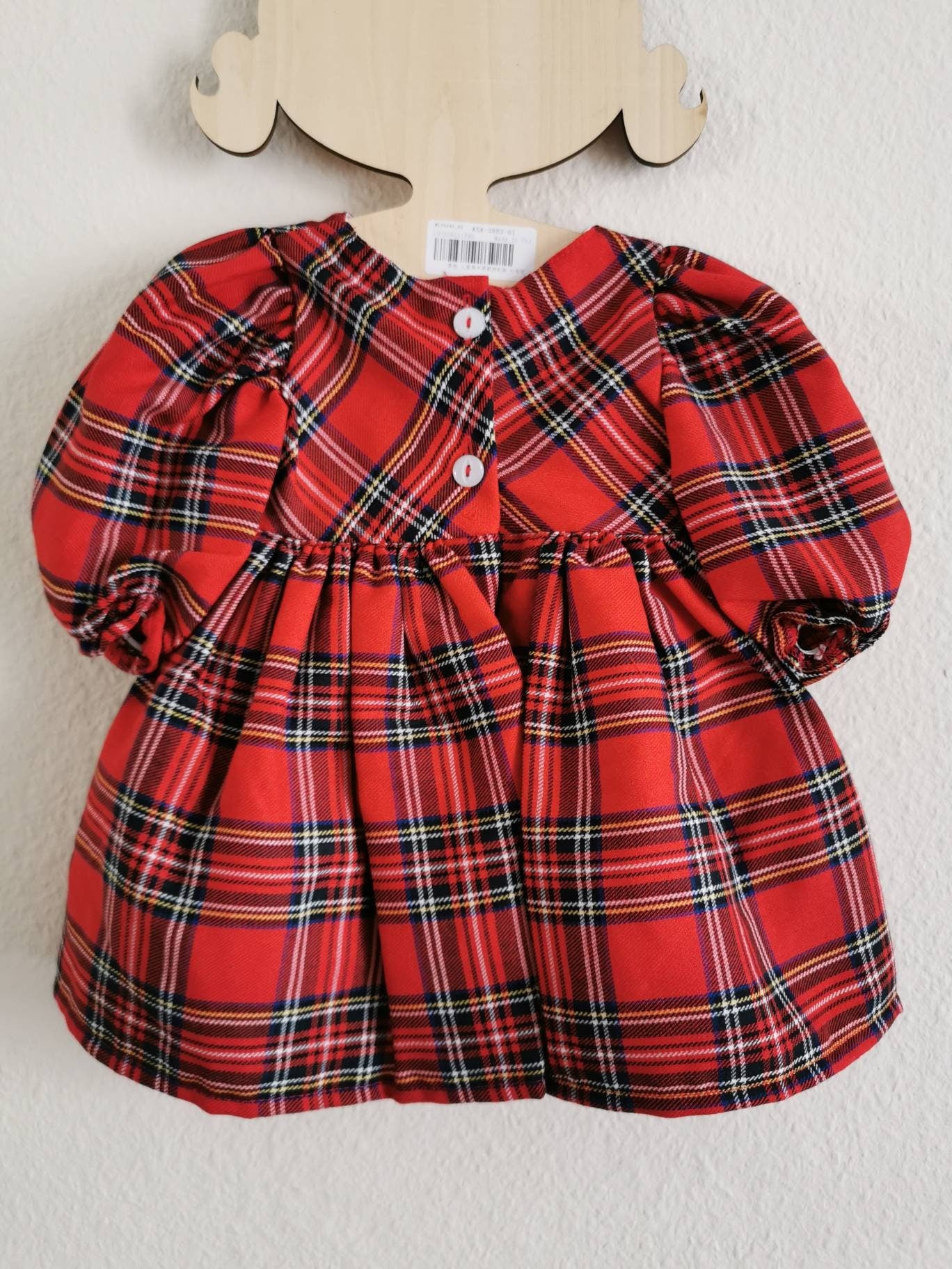 Traditional Red Tartan Broderie Anglaise Baby Girl Dress – Spanish Style