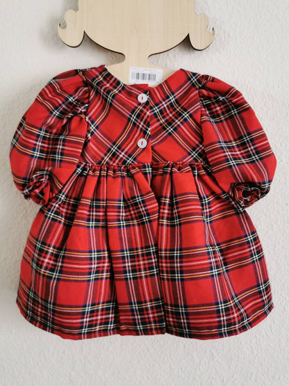 Traditional Red Tartan Broderie Anglaise Baby Girl Dress – Spanish Style
