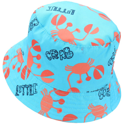 Blue Robots Crab Print Baby Boy Summer Bucket Hat Baby