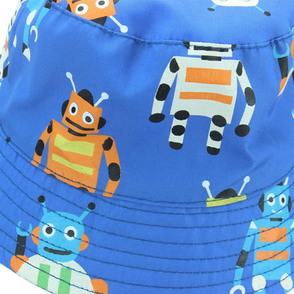 Blue Robots Crab Print Baby Boy Summer Bucket Hat Baby