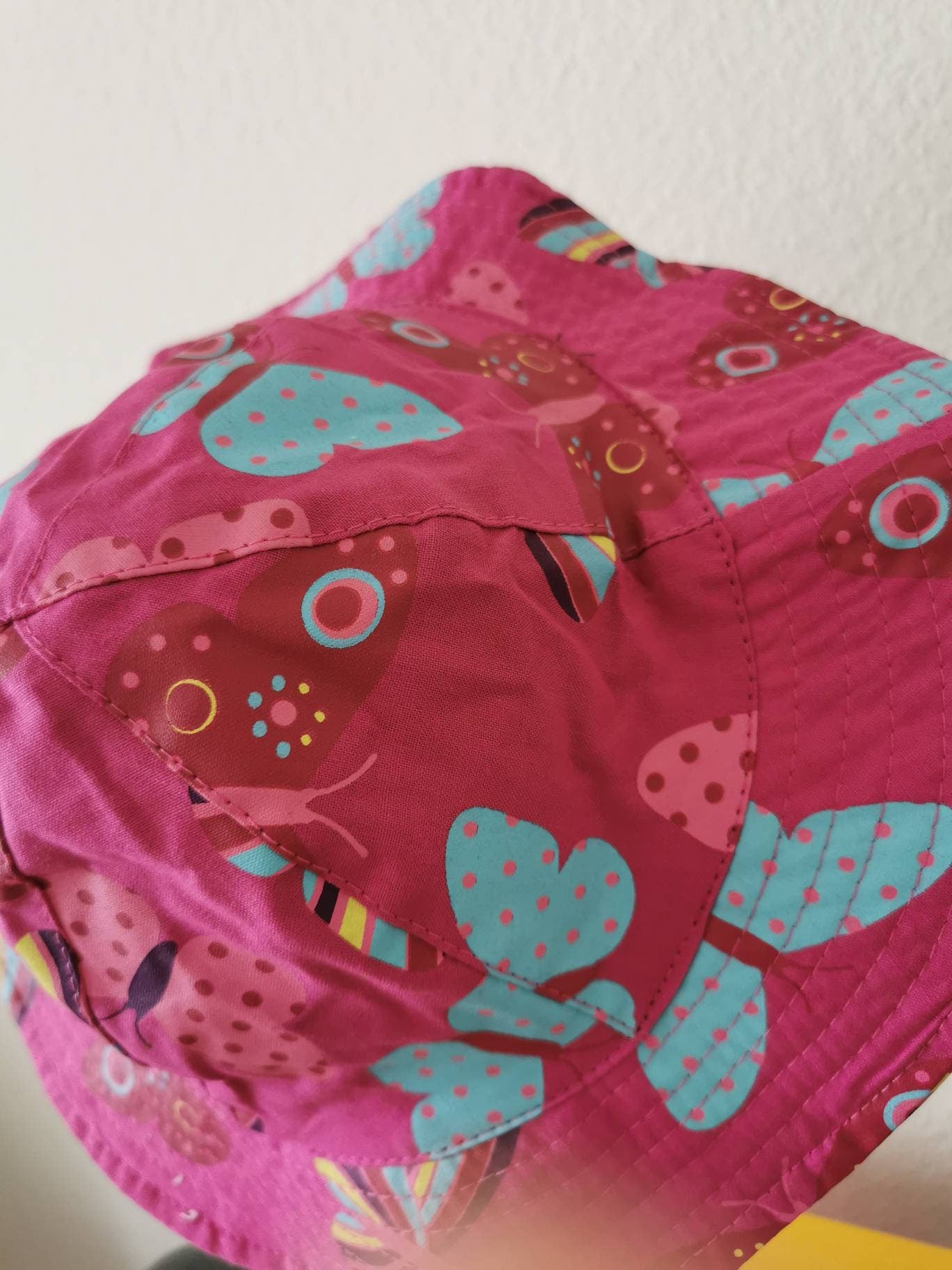 Girls Wide Brim Pink Butterfly Floppy Sun Hat