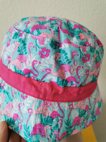 Bucket hat. Girl's bucket hat. Floral  bucket hat. Perfect for festivals/ gigs. Flamingo theme.