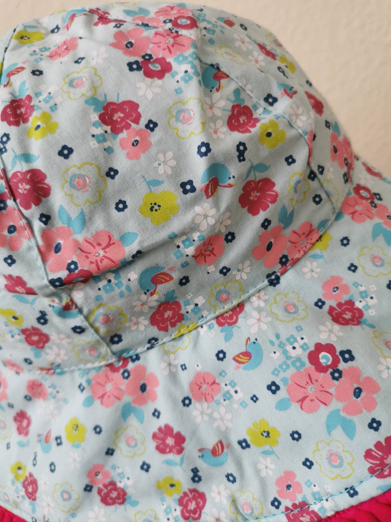 Girls Floral Wide Brim Summer Hat