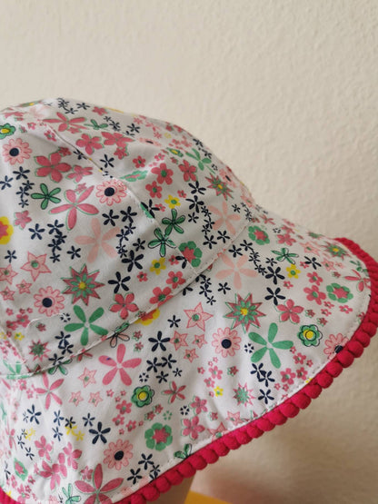 Girls Floral Wide Brim Summer Hat