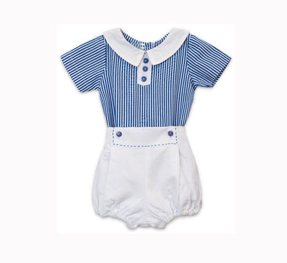 Spanish Style Baby Boy Blue White Set collar heritage