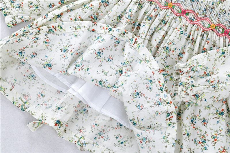 Luxury Hand-Smocked Floral Baby Girl Dress – White Heritage Occasion Dress