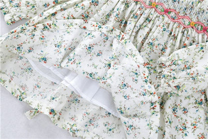 Luxury Hand-Smocked Floral Baby Girl Dress – White Heritage Occasion Dress