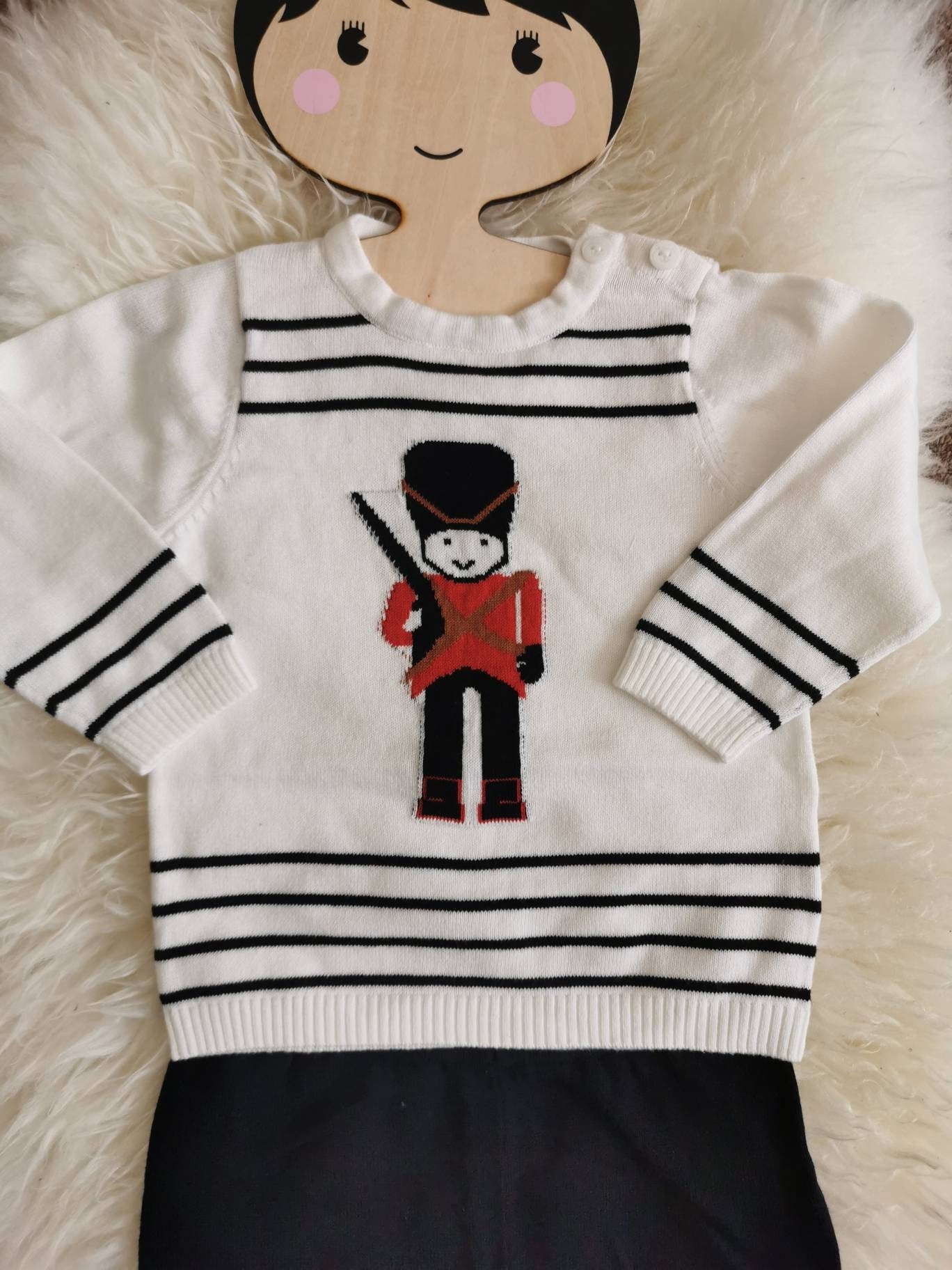 Traditional Vintage Spanish Style Royal London Guard Baby Boys Classic Sweater Jumper Shorts Knit Set British Soldier Outfit