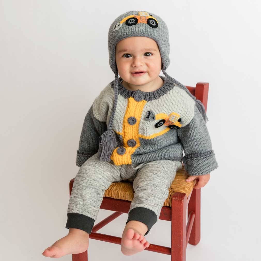 Baby hand knit set sweater and beanie baby gift set