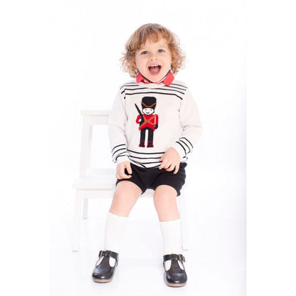 Traditional Vintage Spanish Style Royal London Guard Baby Boys Classic Sweater Jumper Shorts Knit Set British Soldier Outfit