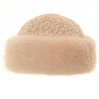 Russian Style Faux Fur Headband Hat Pale pink Christmas gift