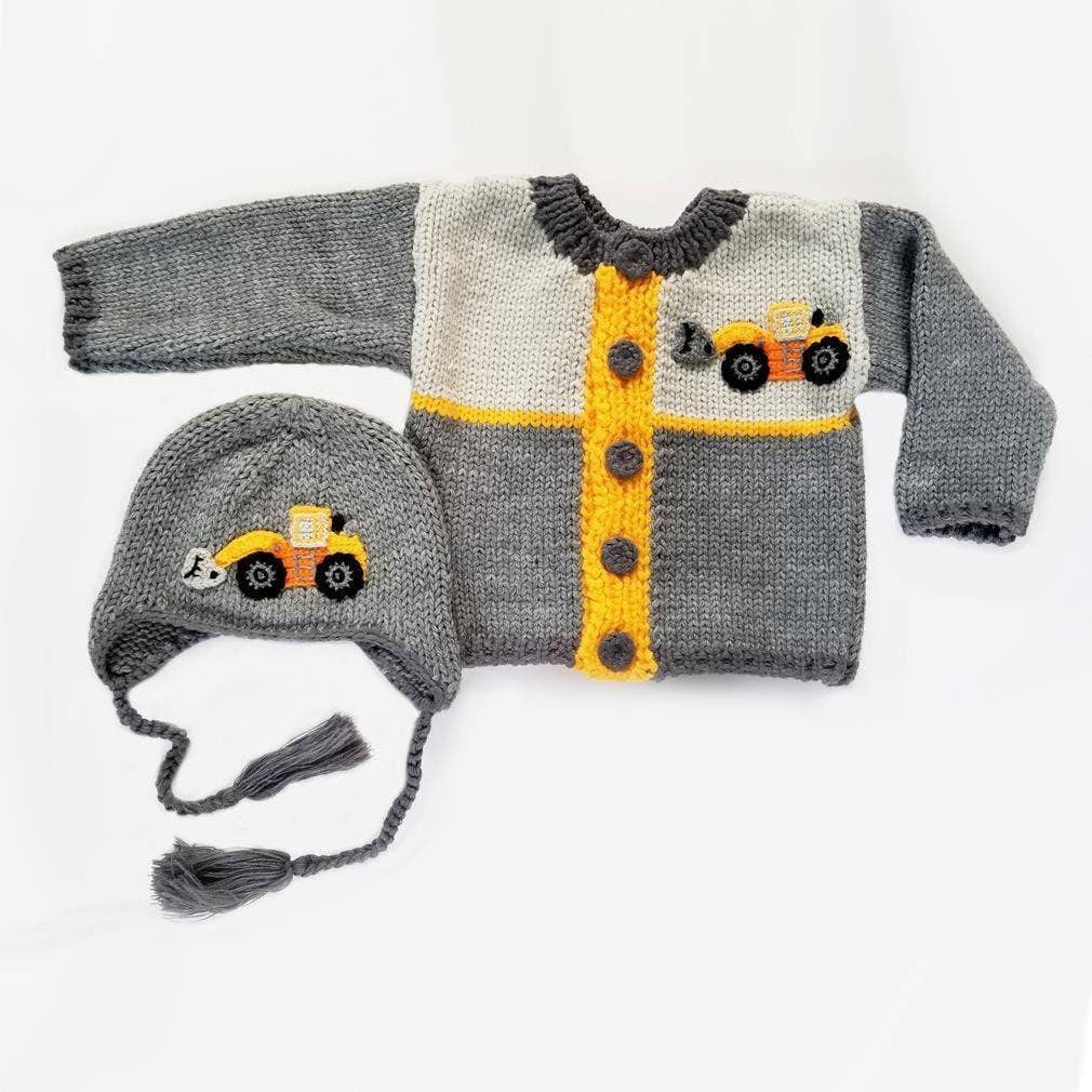 Baby hand knit set sweater and beanie baby gift set