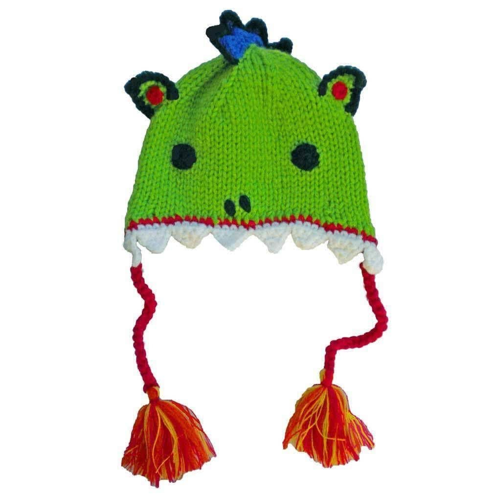 Baby Kids Hand Knit Green Dragon Beanie Hat 6-24 months