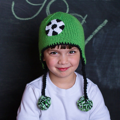 Green Children Hand Knit Soccer Beanie Hat 2-6 years