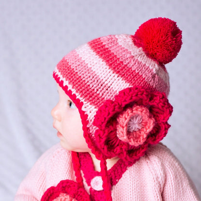 Pink Girl Hand Knit Baby Kids Floral Hat Sisters Matching Hats sizes 6 months to 6 years