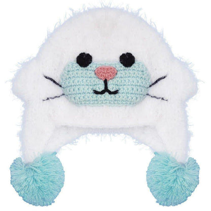 White Baby Animal Beanie - Kids Knit Winter Hat - Hand Crocheted Bear Hat - Boys Girls Warm Cap - Toddler Winter Beanie - Handmade