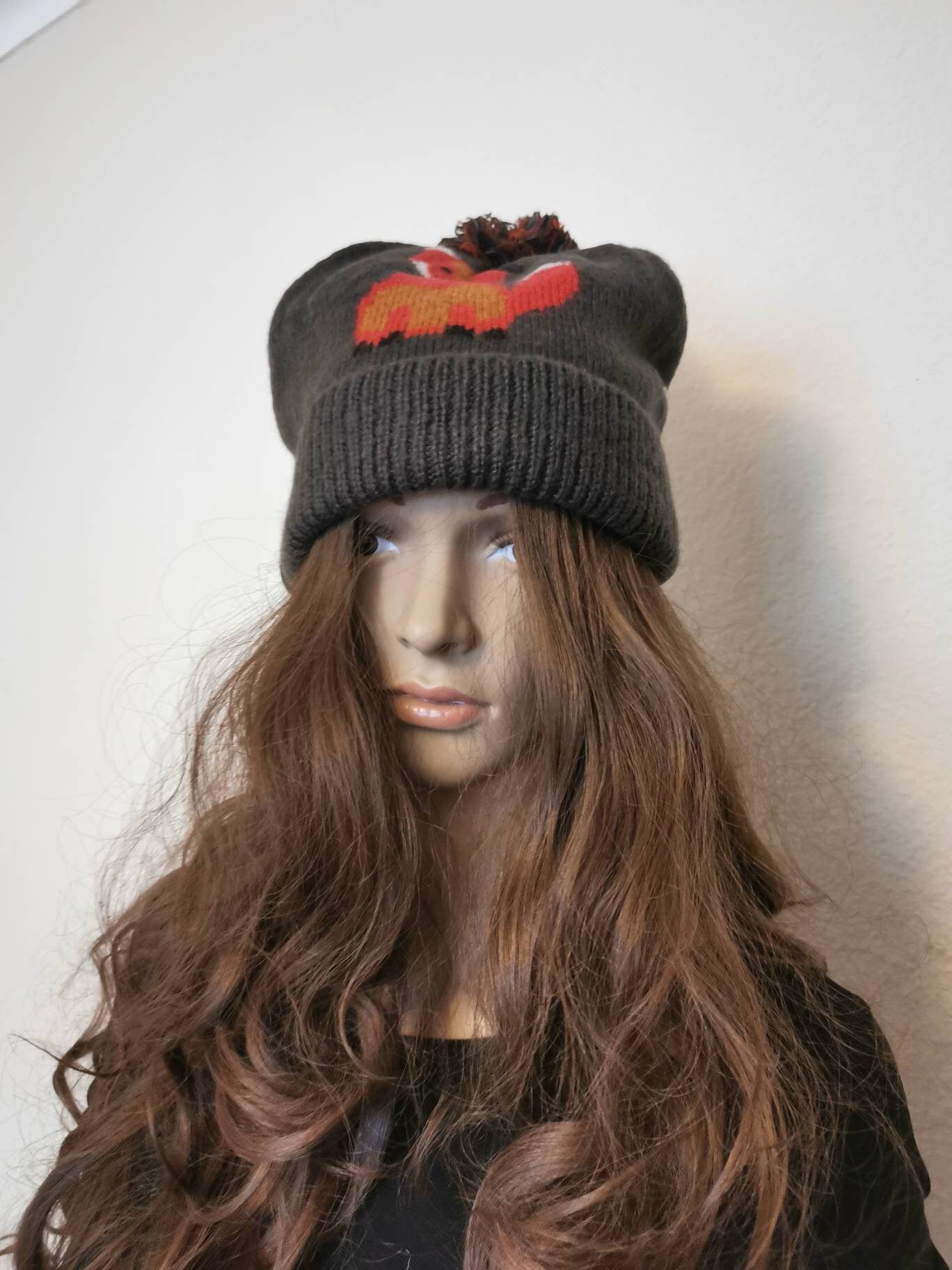 Fox Ladies Woman Knitted Beanie Bobble Hat Winter Animal Funny Gift