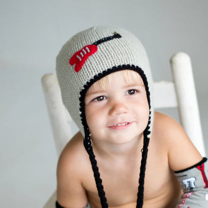 Hand Knit Children Baby  Boy Rockstar Guitar Beanie Hat Crochet detail