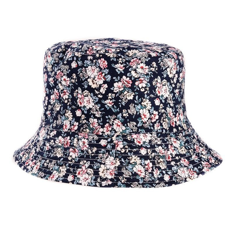 Ladies Reversible  Floral Print Summer Bucket Hat