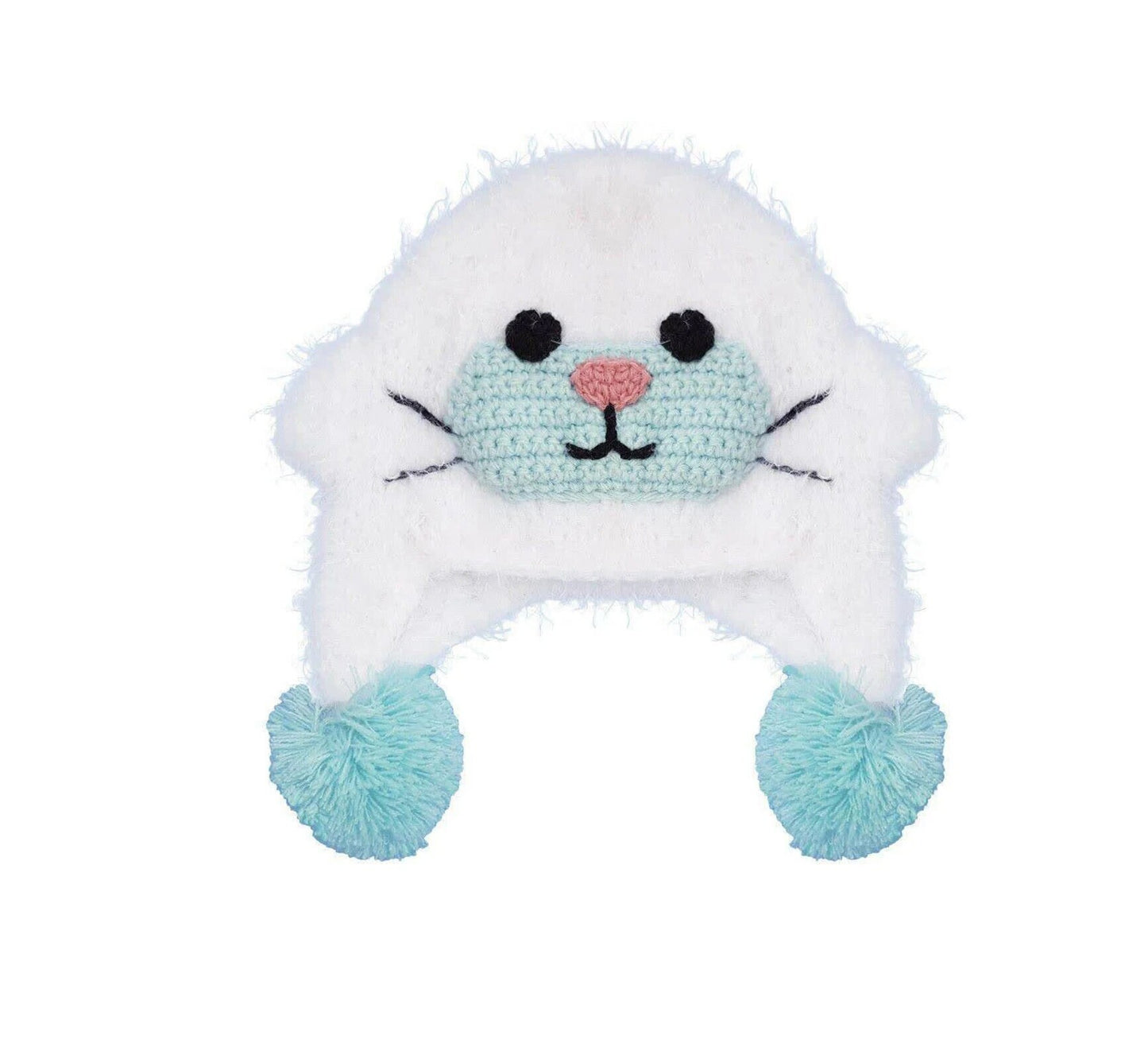 White Baby Animal Beanie - Kids Knit Winter Hat - Hand Crocheted Bear Hat - Boys Girls Warm Cap - Toddler Winter Beanie - Handmade
