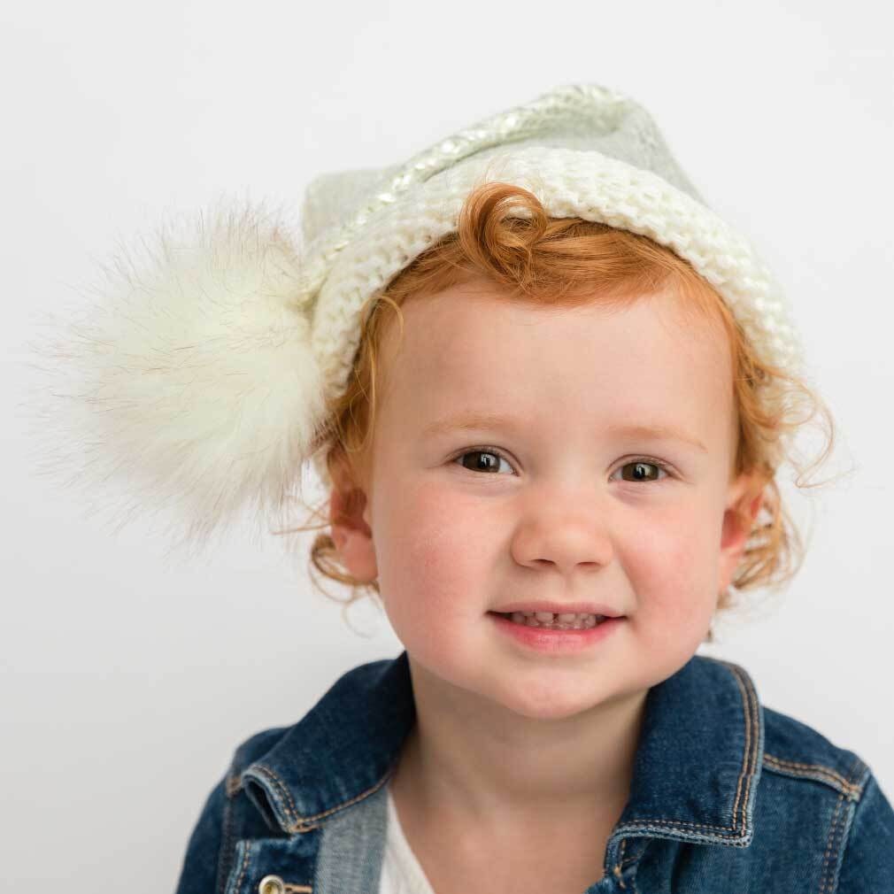 Handcrafted Rose Gold and Silver Shimmer Winter Fun Hat - Festive Holiday Baby & Children's Sparkly Metallic Stocking Cap