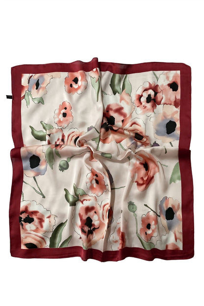 Elegant Blush Pink and Ink Floral Print Square Scarf - Delicate Watercolor Style Flower Pattern Fashion Accessory Soft Wrap